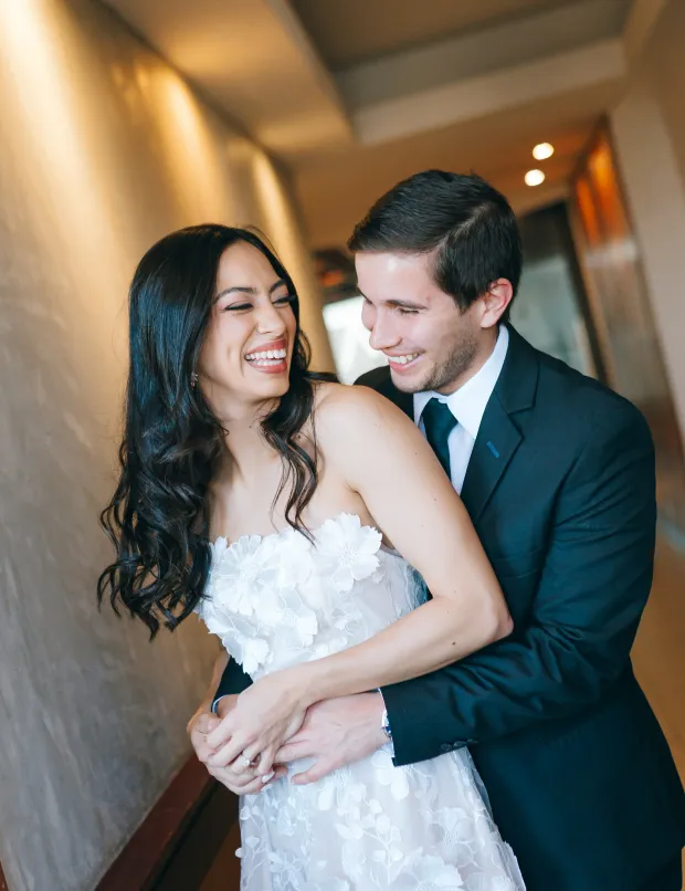 Bride and groom close-up portrait